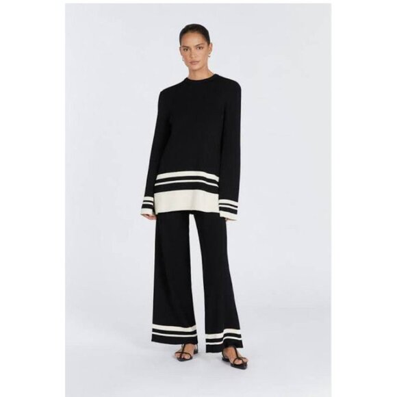 DISSH Pants - DISSH Madison Black Contrast Jumper Pant Set Womens Small Knit Ribbed Two Piece